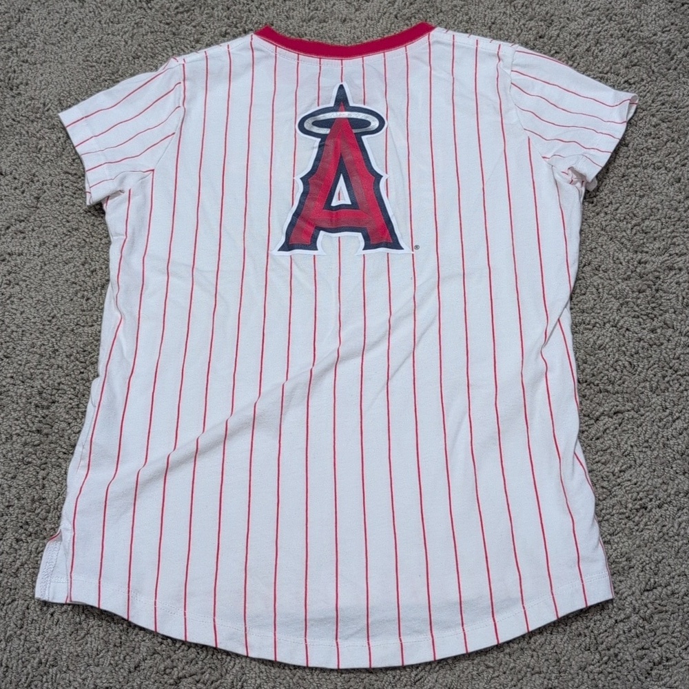 Kids Los Angeles Angels Girls Striped T-Shirt Size 10/12 - Picture 5 of 6